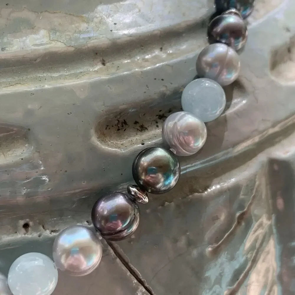 Honora Necklace 18 Inches Sterling Silver, Freshwater Pearls and Quartz - Picture 5 of 8